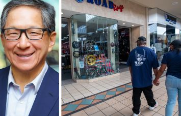 Macerich President and CEO Jackson Hsieh and the Lakewood Center Mall in Lakewood, Calif.