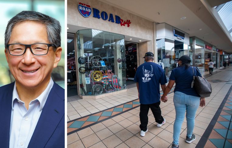 Macerich President and CEO Jackson Hsieh and the Lakewood Center Mall in Lakewood, Calif.
