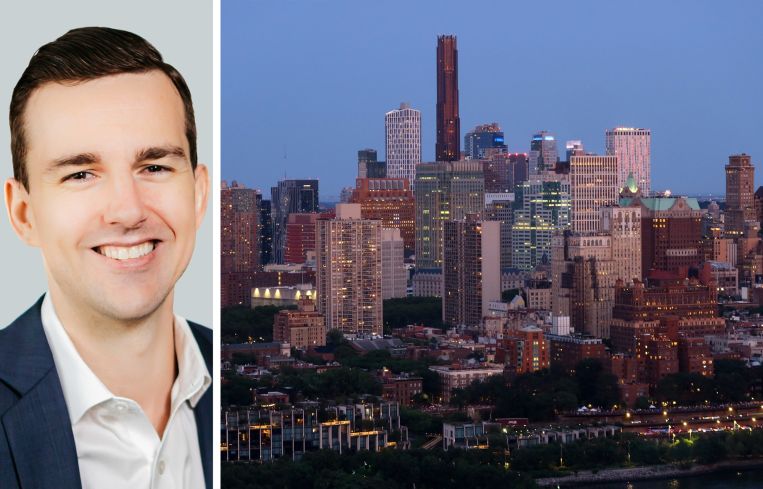 Jared Koeck, CoStar Group associate director of market analytics, and Brooklyn's skyline.