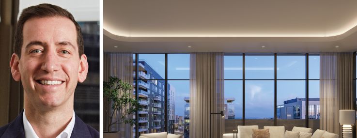 Jason Bordenick, partner at Maxim Capital, and a conceptual rendering of Waldorf Astoria Residences Denver Cherry Creek.