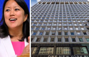 New York State Office of General Services Commissioner Jeanette Moy and One New York Plaza.