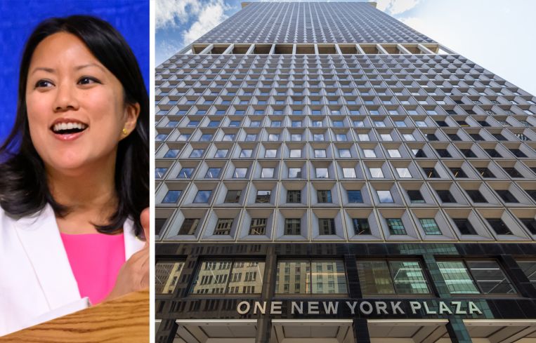 New York State Office of General Services Commissioner Jeanette Moy and One New York Plaza.