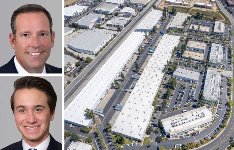 Cushman & Wakefield's Jeff Chiate (top) and Matt Leupold (bottom), and The Concourse in the City of Industry, Calif.