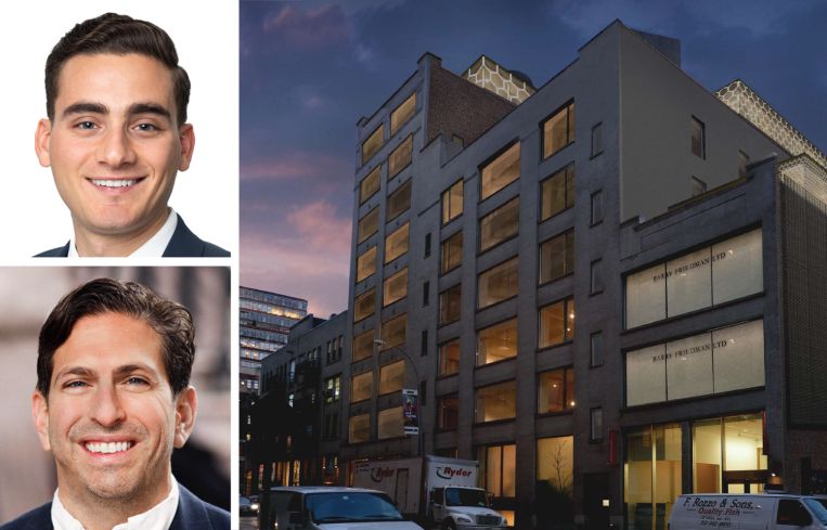 Meridian Capital Group's John Roesch (top), Compass's Yossi Capland (bottom), and 513-531 West 26th Street.