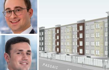 Dwight Capital's Jonathan Pomper (top) and Noah Greenwald (bottom), and a rendering of the Station at Passaic at 99-11 Passaic Street in Passaic, N.J.