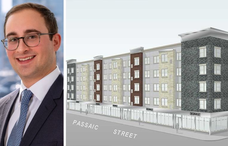 Dwight Capital's Jonathan Pomper and a rendering of the Station at Passaic at 99-11 Passaic Street in Passaic, N.J.