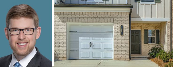 Jordan Kavana (top) and John Isakson (bottom) of ARK Homes for Rent, and a home from The Station at Kentmere, Auburn, Ga.