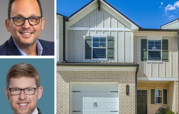 Jordan Kavana (top) and John Isakson (bottom) of ARK Homes for Rent, and a home from The Station at Kentmere, Auburn, Ga.