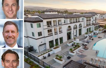 Institutional Property Advisors's Kevin Green (top), Joe Grabiec (center), and Greg Harris (bottom), and The Venue at Orange in Redlands, Calif.