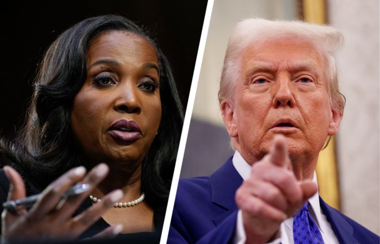 Federal Reserve Governor Lisa Cook (left) and President Donald Trump (right).