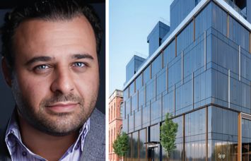 BridgeCity CEO Louis Lebovits and a rendering of 45-28 21st Street and 46-21 21st Street, Queens.