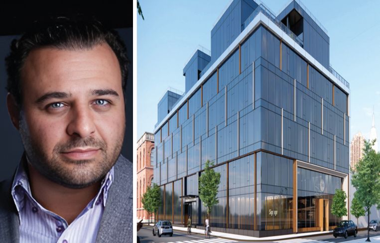 BridgeCity CEO Louis Lebovits and a rendering of 45-28 21st Street and 46-21 21st Street, Queens.