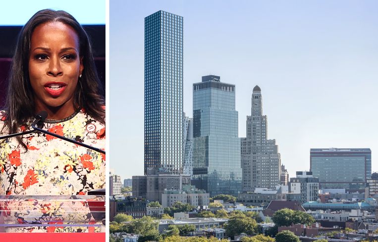 Vistria Group's Margaret Anadu and a rendering of One Third Avenue (far left).