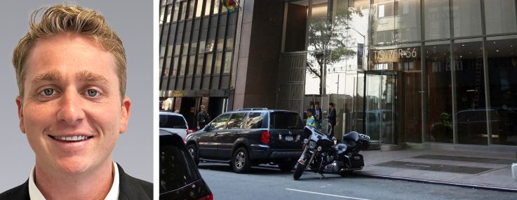 Colliers's Marcus Rayner (top) and Kyle Berlinsky (bottom), and 126 East 56th Street.
