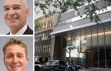 Colliers's Marcus Rayner (top) and Kyle Berlinsky (bottom), and 126 East 56th Street.
