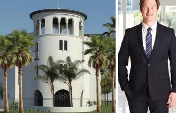 A rendering of a planned Marriott Tribute Santa Barbara hotel in Santa Barbara, Calif., and Brad Ferguson of Hall Structured Finance.