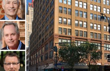 Taconic Partners's Michael Bendit (top) and Paul Pariser (center), Nuveen's Mike Sales (bottom) and 440 Ninth Avenue.
