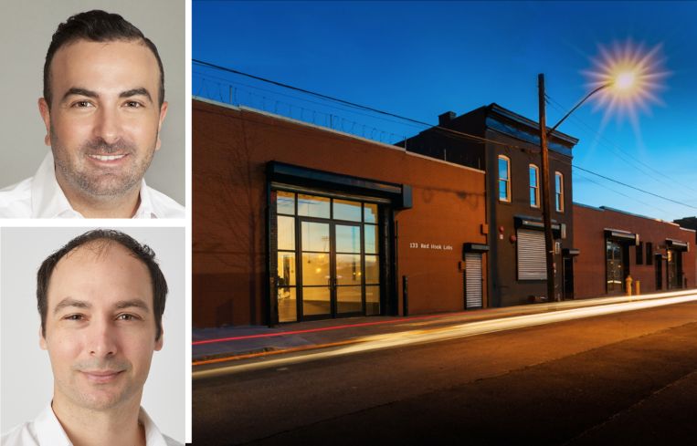 Current Real Estate Advisors's Michael Segerman (top) and Thomas Mahl (bottom) and 135 Imlay Street, Brooklyn.
