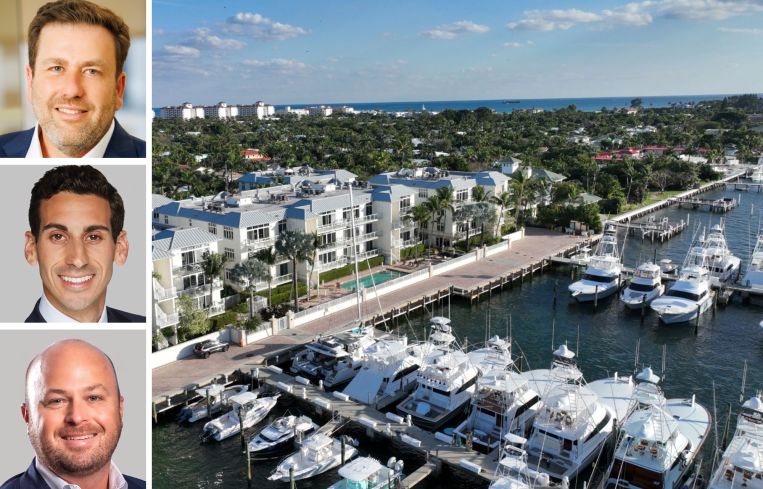Berkadia’s Mitch Sinberg (top), Scott Wadler (center), and Brad Williamson (bottom), and the HAVN Residences on Singer Island.