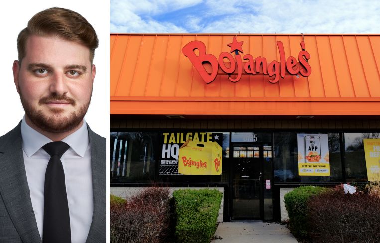 Tri State Commercial Realty's Moshe Akiva and a Bojangles location in Maryland.