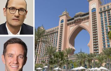 Kerzner International CEO Philippe Zuber (top), Swire Properties USA President Henry Bott (bottom), and the Atlantis The Palm Hotel.
