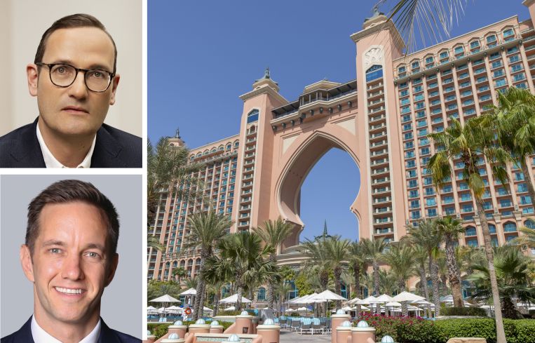 Kerzner International CEO Philippe Zuber (top), Swire Properties USA President Henry Bott (bottom), and the Atlantis The Palm Hotel.
