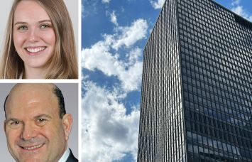 Colliers's Rachel Kirkham (top) and Richard Warshauer (bottom), and 1 State Street.