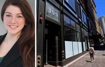 Cushman & Wakefield Deputy Chief Economist Rebecca Rockey and streets in downtown Boston.