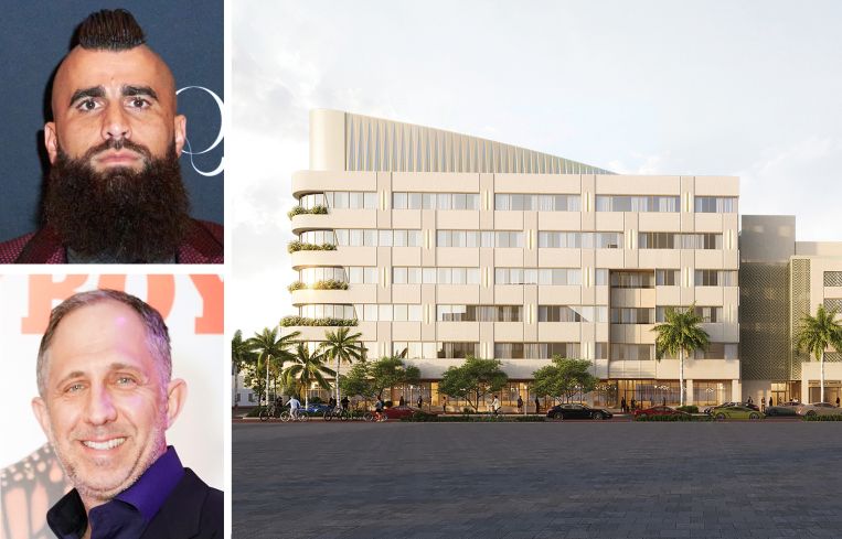 RIVANI's Robert Rivani (top), Playboy CEO Ben Kohn (bottom), and a rendering of Rivani MIami Beach.