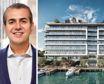 S3 Capital's Robert Schwartz and a rendering of the La Baia North condo project in Bay Harbor Islands, Fla.