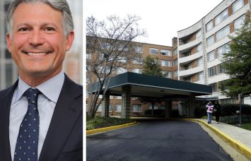 Cortland CEO Steve DeFrancis and The Wellington apartment complex in Arlington, Va.
