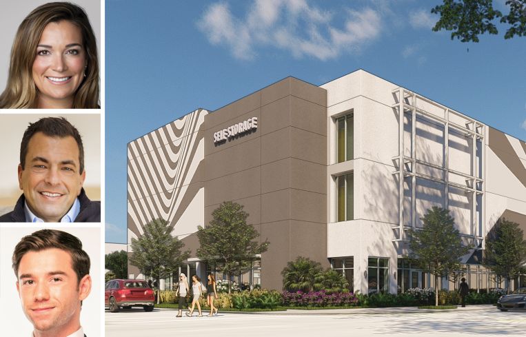 Catal Group's Trisha Connolly Horowitz (top), Woodglen Investment's Scott Maslin (center), Colliers's Dylan Kane (bottom), and Kirksey Commons at 1501 North Dixie Highway, West Palm Beach, Fla.