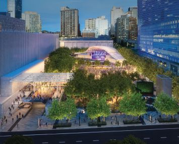 Aerial rendering of a revamped Lincoln Center.