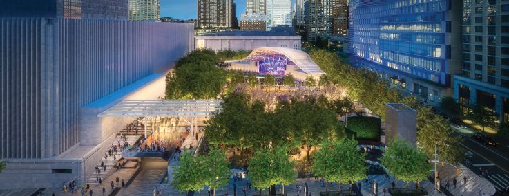 Aerial rendering of a revamped Lincoln Center.
