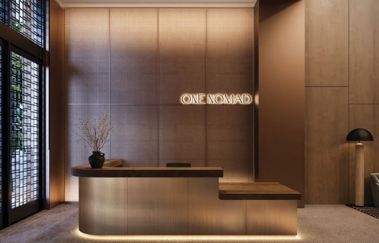 The completed lobby will have comfortable seating and a miniature lounge-style vibe.