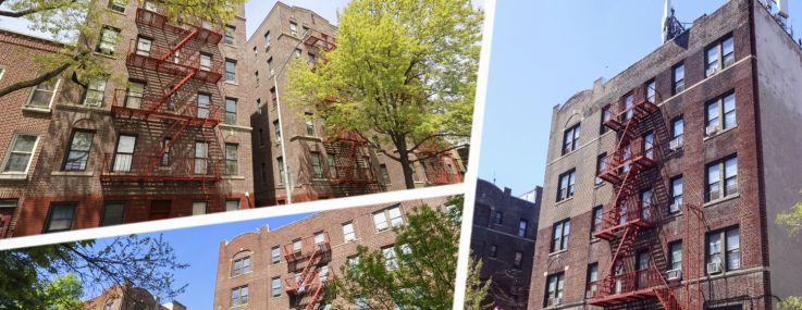1245 Findlay Avenue (top left), 1097 Walton Avenue (bottom left), and 1177 Walton Avenue (right), the Bronx.