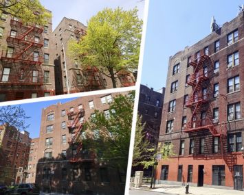 1245 Findlay Avenue (top left), 1097 Walton Avenue (bottom left), and 1177 Walton Avenue (right), the Bronx.