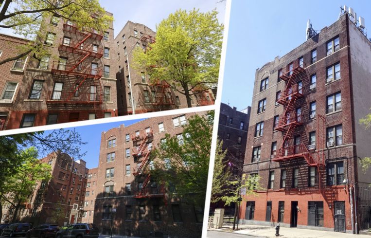 1245 Findlay Avenue (top left), 1097 Walton Avenue (bottom left), and 1177 Walton Avenue (right), the Bronx.