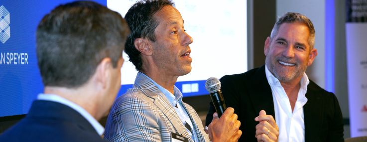 Jeff DiModica (center) and Grant Cardone (right) speak on a panel at the Commercial Observer Institutional Investor and Private Equity Forum on Wednesday.