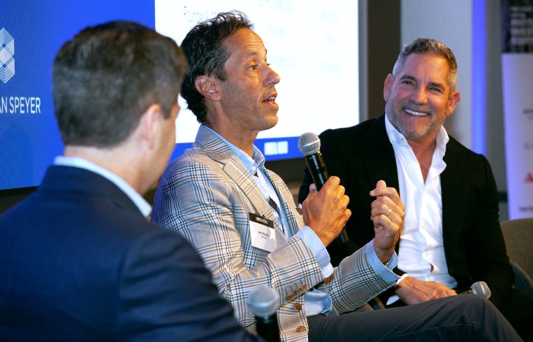Jeff DiModica (center) and Grant Cardone (right) speak on a panel at the Commercial Observer Institutional Investor and Private Equity Forum on Wednesday.
