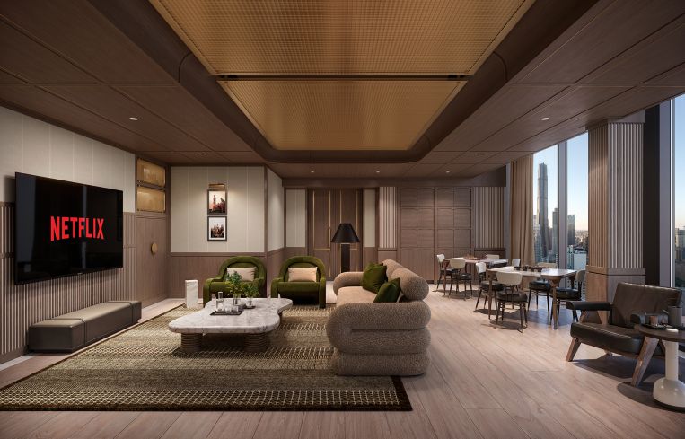 The Sky Club is a lounge and coworking space on the 32nd floor.