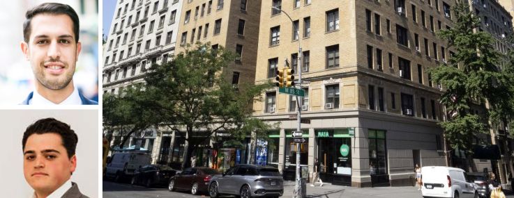 Rosewood Realty Group's Aaron Jungreis (top), Ben Khakshoor (center), and Alex Fuchs (bottom), and 250 West 85th Street.