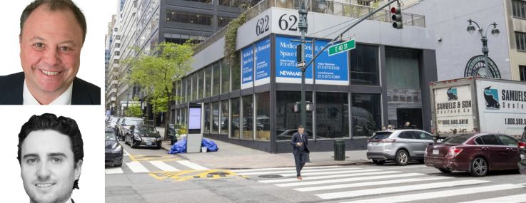 Newmark's Adam Weinblatt (top), Jason Pruger (center), and Jason Stein (bottom), and 622 Third Avenue.