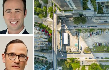 13th Floor Investments's Arnaud Karsenti (top), Kerzner International's Phillippe Zuber (bottom), and the site of Kerzner's planned SIRO Brickell project.