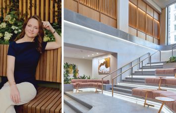 Hilary Spann, EVP, New York Region at BXP; interior, 360 Park Avenue South.