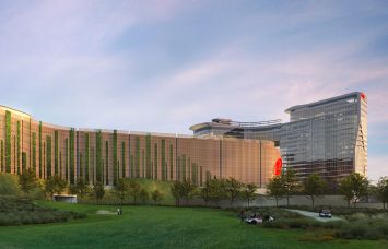A rendering of the proposed Bally's casino in the Bronx.