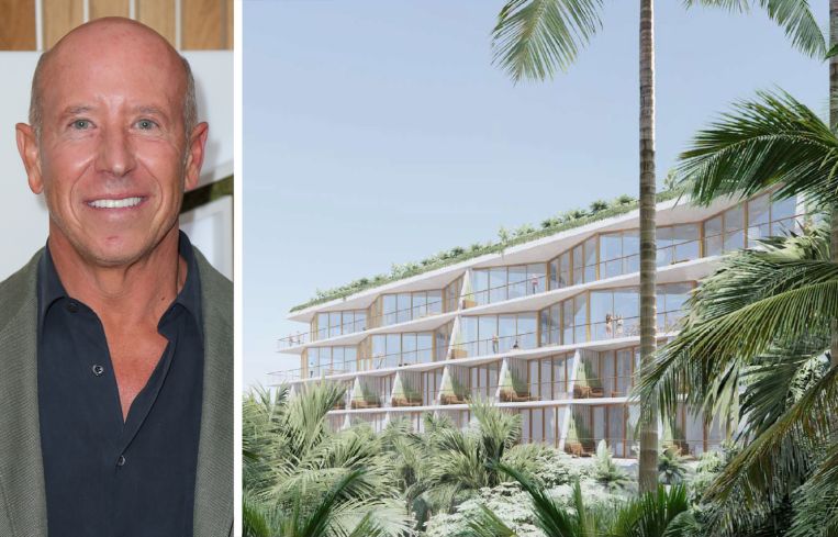 Barry Sternlicht, chairman and CEO of Starwood Capital, and a rendering of the proposed expansion of Standard Hotel in Miami Beach, Fla.