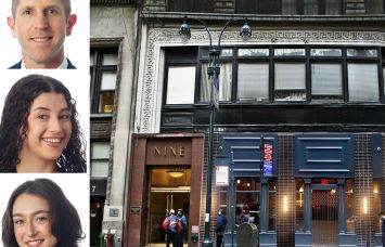 ABS Partners's Ben Waller (top), Daria Ghasemi (center), and Zoe Snow (bottom), and 9 East 37th Street.