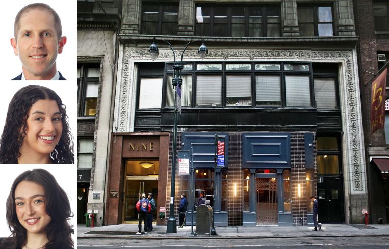 ABS Partners's Ben Waller (top), Daria Ghasemi (center), and Zoe Snow (bottom), and 9 East 37th Street.