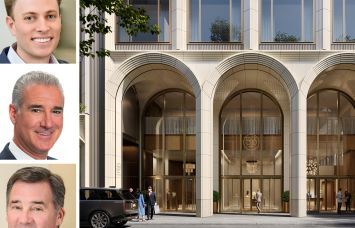 JLL's Benjamin Bass (top), Paul Glickman (center), and Frank Doyle (bottom), and a rendering of 520 Fifth Avenue.